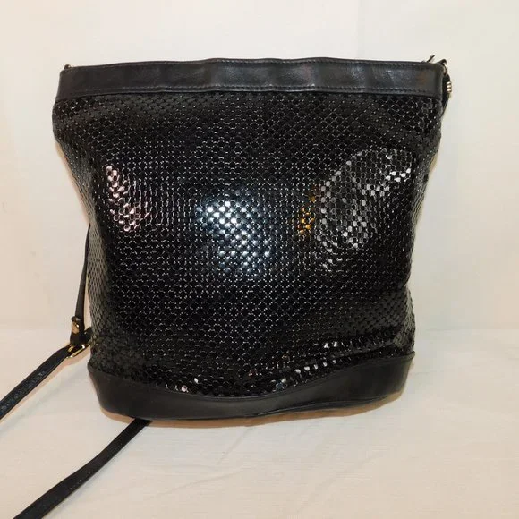 Vintage Whiting & Davis Black Metal Mesh Crossbody Evening Bag Purse - Picture 5 of 10